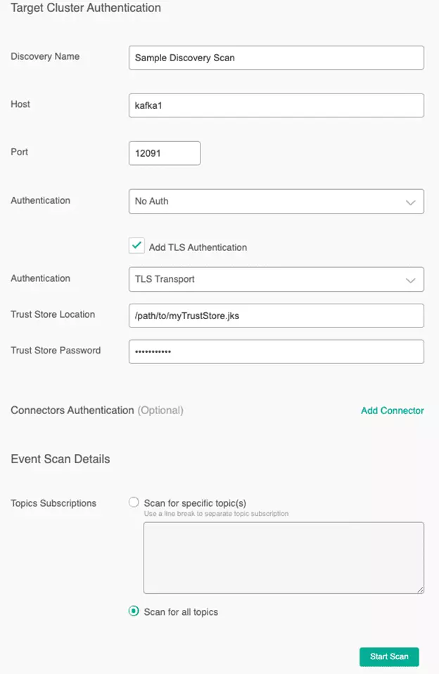 Figure 1: UI for AsyncAPI Discovery for Kafka